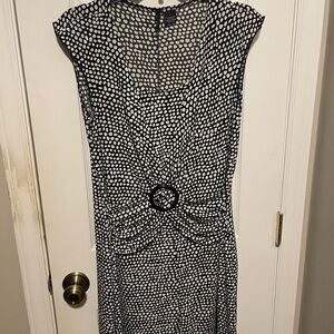 New Directions Black and White Sheath Midi Dress